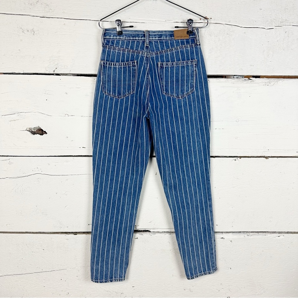 American eagle mom jeans size 0 striped blue and white - Picture 3 of 7